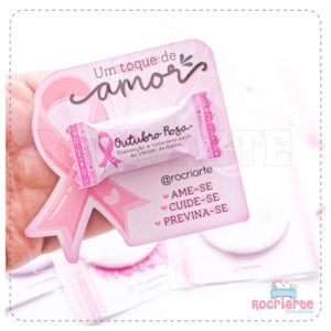 Cartão com Bala Personalizada - Outubro Rosa