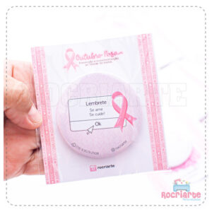 Cartão com Espelho de Bolsa - Outubro Rosa