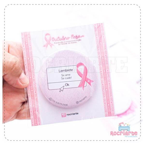 Cartão com Espelho de Bolsa - Outubro Rosa