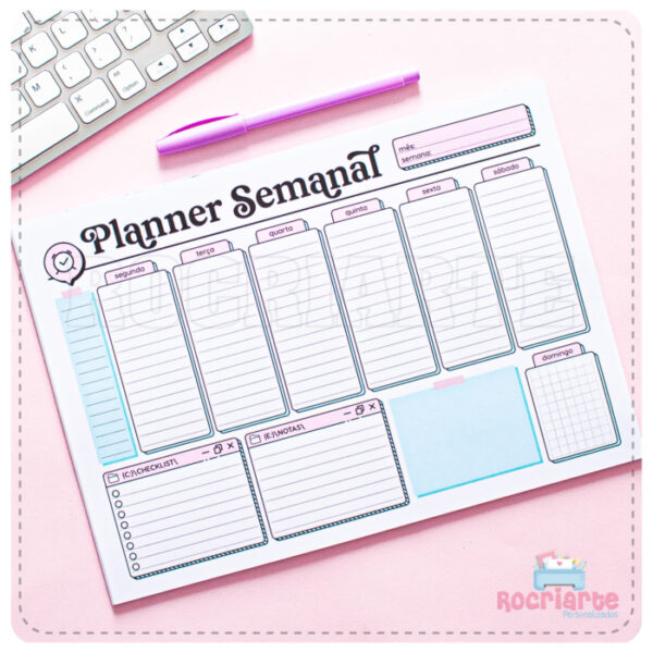 Planner de Mesa Semanal Permanente